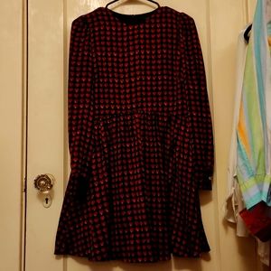 Black heart print long sleeve dress